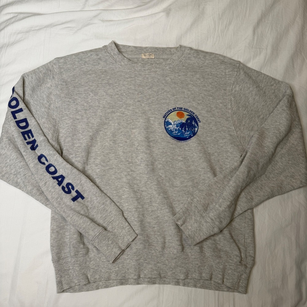 Brandy Melville John Galt Golden Coast Grey Waffle Knit Long Sleeve